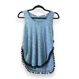 Scotch & Soda Pour l'Ete Linen Striped Pom-Pom Fringe Tank Top Size Small FLAWED